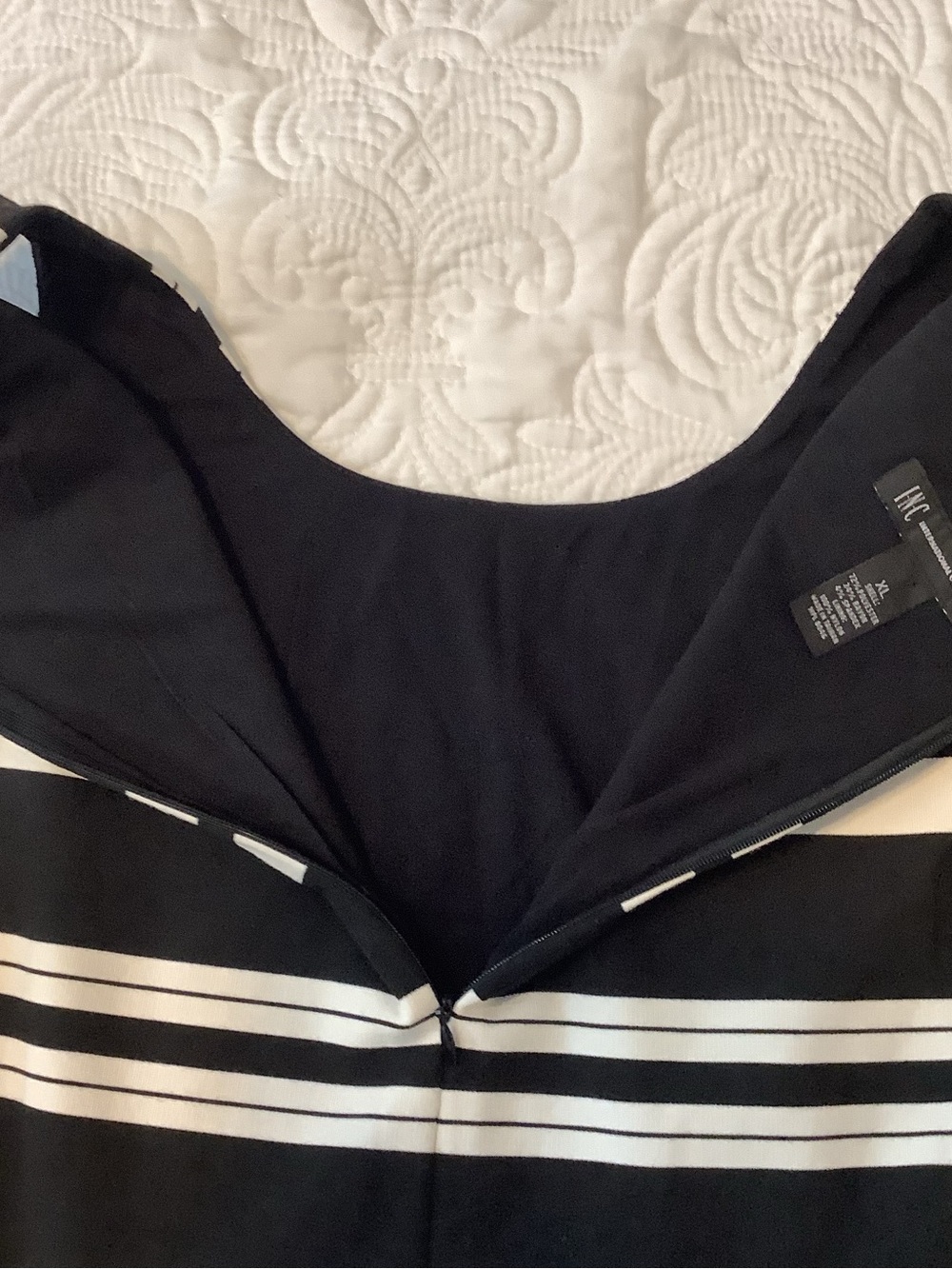INC International Concepts Black and White Striped Peplum Crop Top - Picture 3 of 4